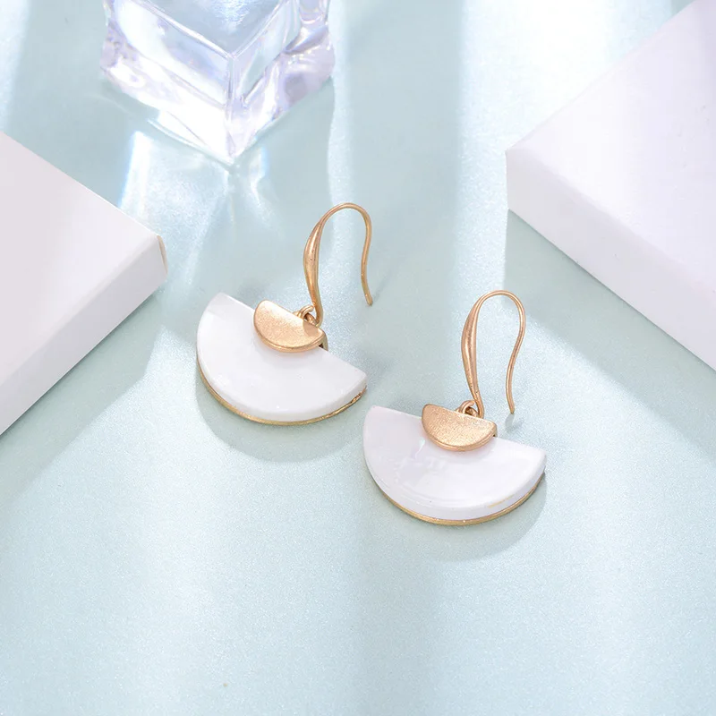 Геометрические серьги-капли из ракушки для женщин сплав золотого цвета женские