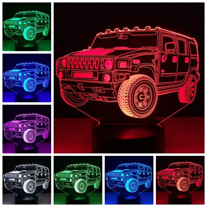 Amroe Крутой Джип-автомобиль 2019 7 цветов затемняющий градиент RGB 3D светодиодный