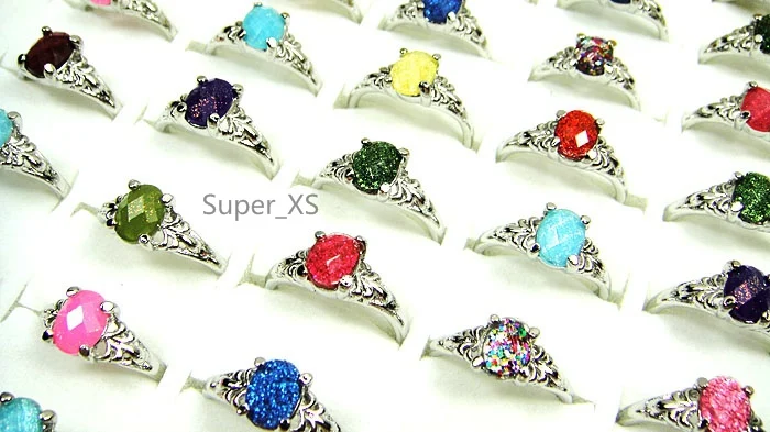 30 шт. лидер продаж! EBay женские кольца с серебряным покрытием стразы ювелирные