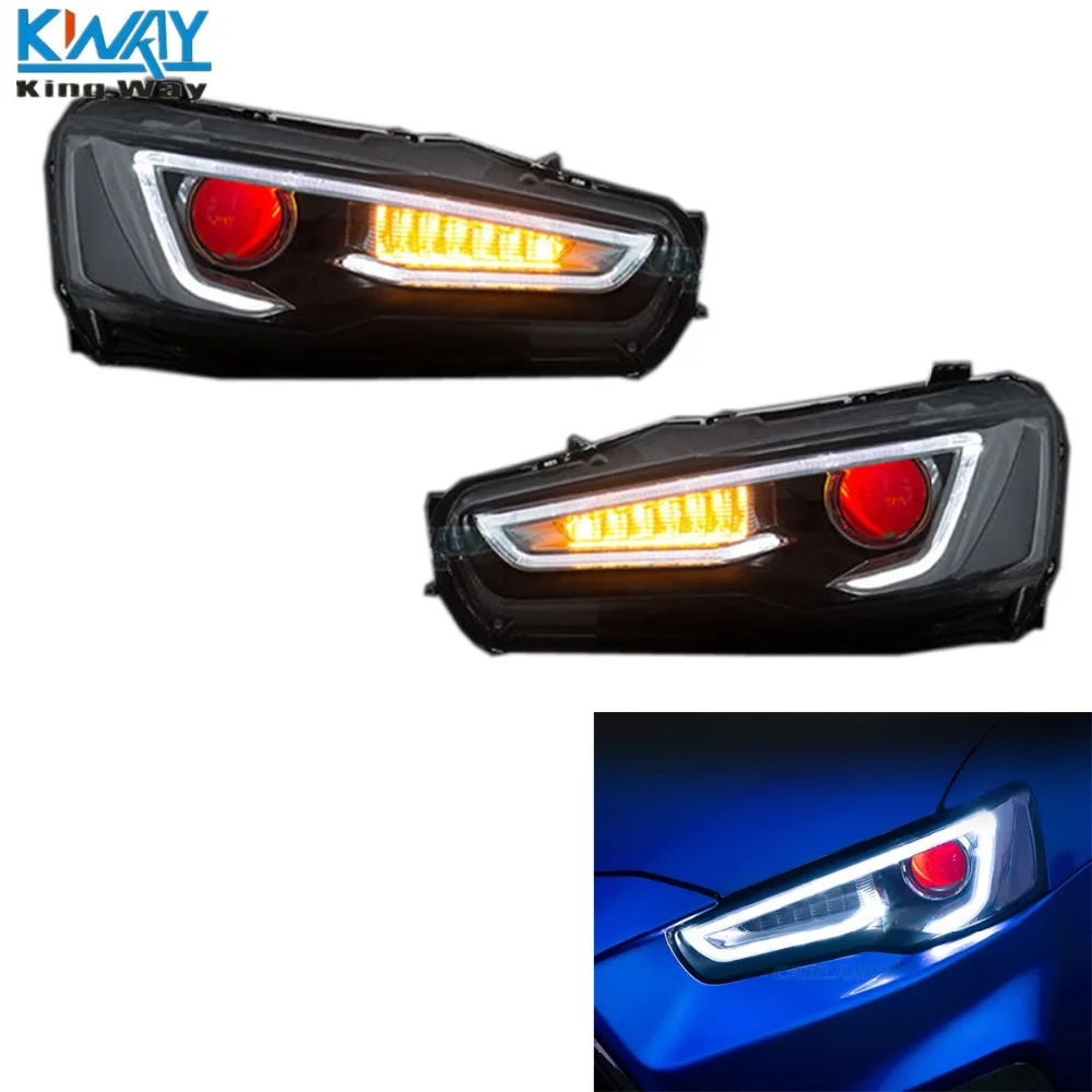 Бесплатная доставка King Way фары лампа для Mitsubishi Lancer EVO 2008 2016 LED Red Eye DRL|lamp for|lamp lamplamp