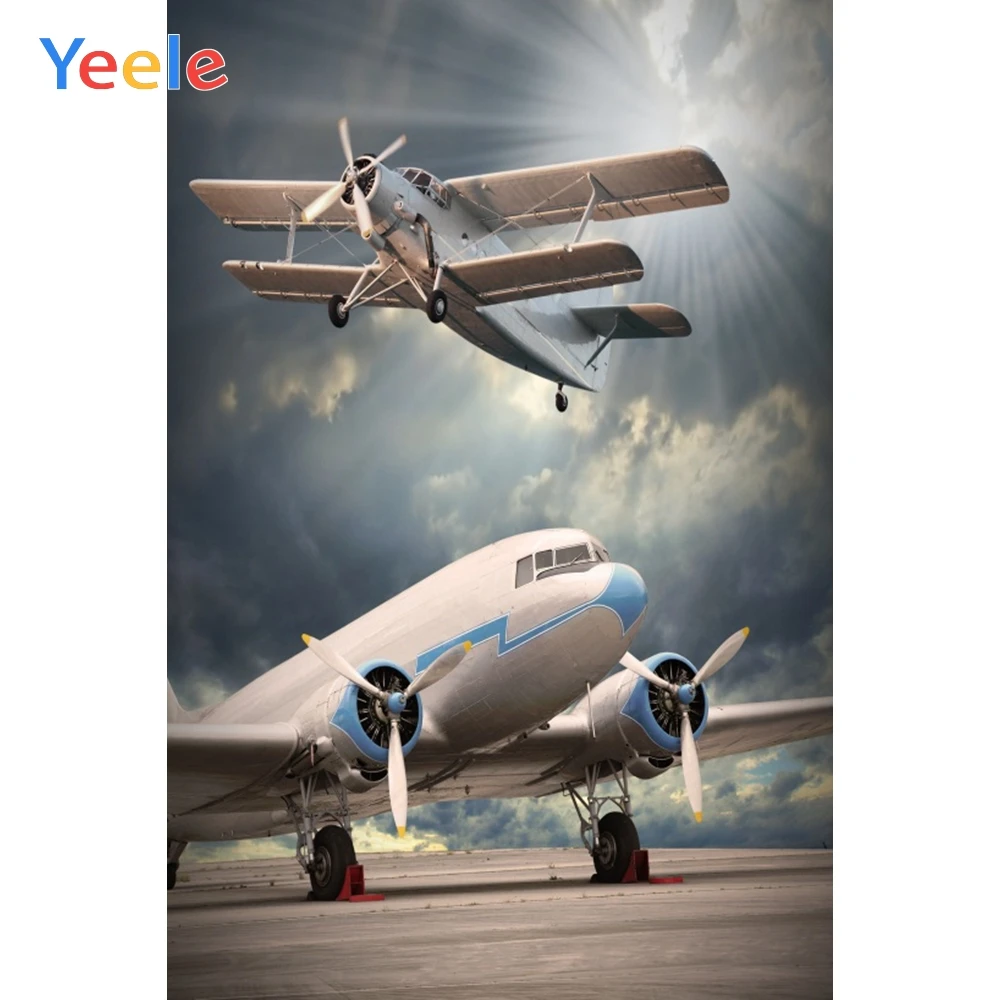 Фоны Yeele для фотосъемки с изображением темного неба белых облаков самолета