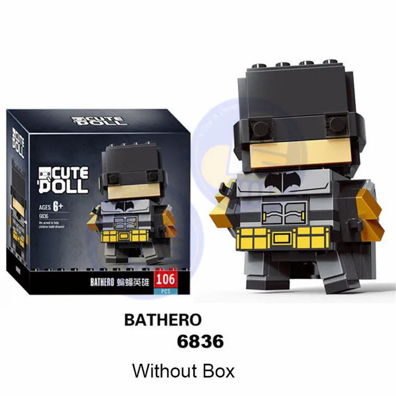 No. 6836 Новинка Brickheadz Marvels Мститель Супер Герои Бэтмен Железный человек паук строительные блоки кирпичи игрушки совместимы с Brickheadz игрушки - Цвет: No. 6836