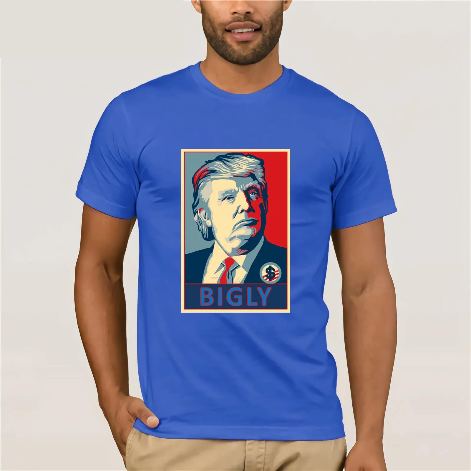 В Bigly Now Trump футболка хлопковая Футболка Молодежный тренд Мужская с короткими