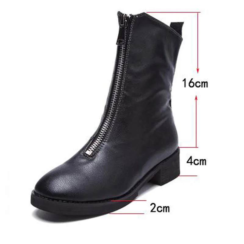 Fisdyrax Autumn winter boots short cylinder high heel thick shoes Martin women High-quality zipper ankle | Обувь