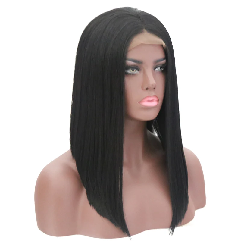 JOY & BEAUTY натуральные черные 1B #16 дюймовые короткие прямые волосы средняя часть