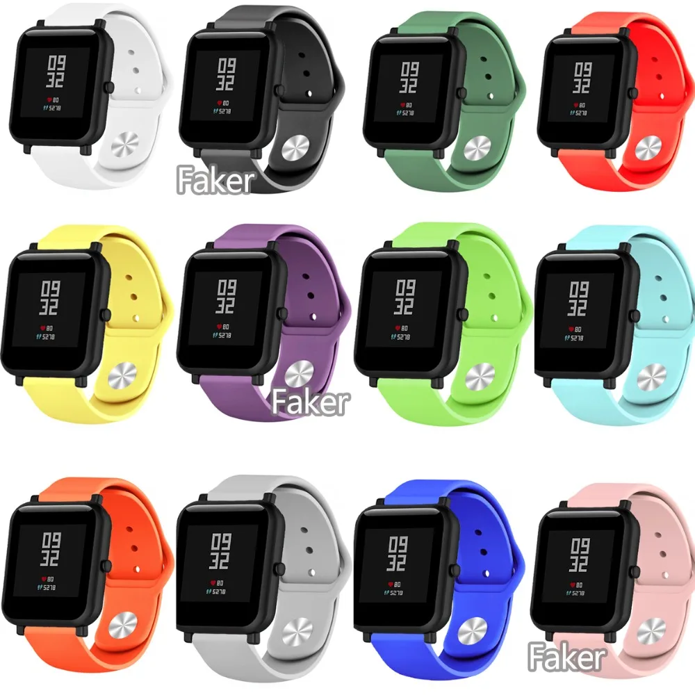 Общий силиконовый ремешок для часов Xiaomi Huami Amazfit Bip BIT PACE Lite Youth сменный спортивный