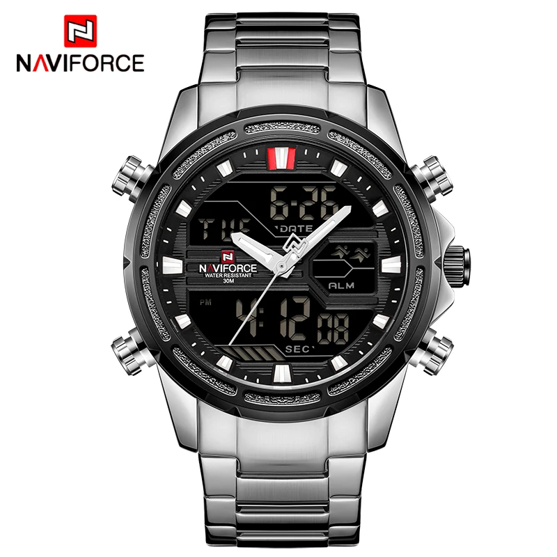 Часы наручные NAVIFORCE Мужские кварцевые Светодиодные люксовые Брендовые