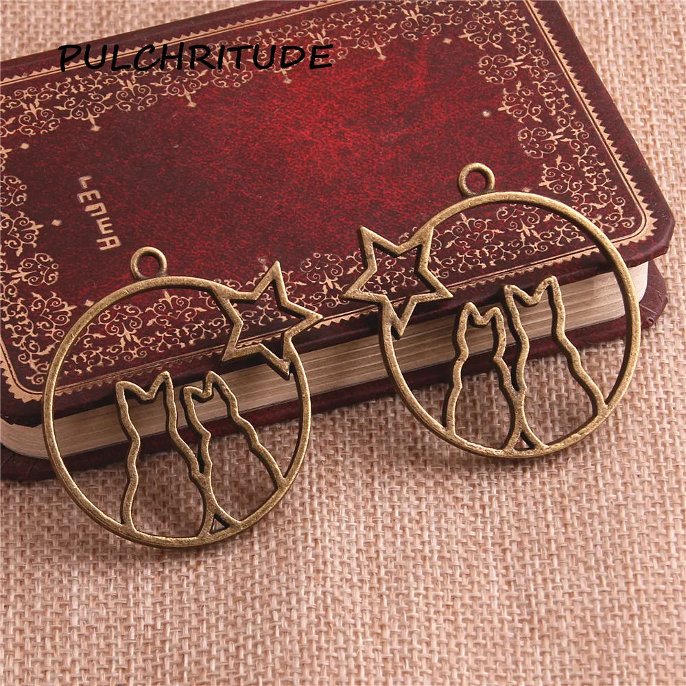 PULCHRITUDE 6 шт./лот металла и цинка, три Цвета с милым котом очаровательное звезды кулон заготовка с плоской гранью "сделай сам" для изготовления ювелирных изделий, c2111