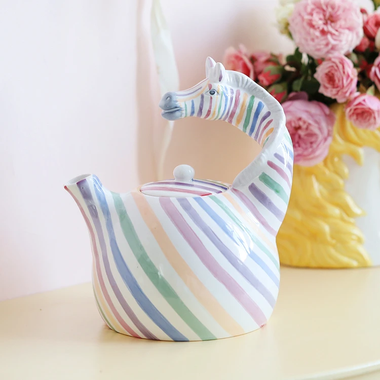 3D креативный керамический чайник в виде радуги зебры кофейник домашний декор