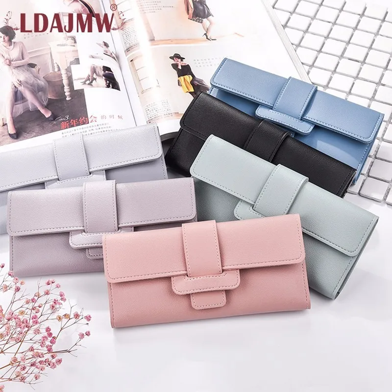LDAJMW Новое поступление мягкий кожаный женский кошелек с застежкой модный клатч