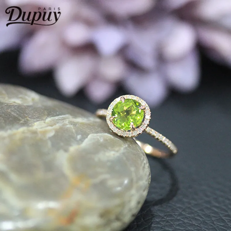 DUPUY женское кольцо для перидот в честь помолвки 7 мм 1.1ct круглая огранка