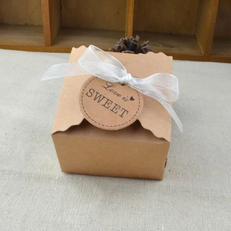 50 шт. натуральная коричневая крафт-бумага сделай сам Свадебная коробка конфет с