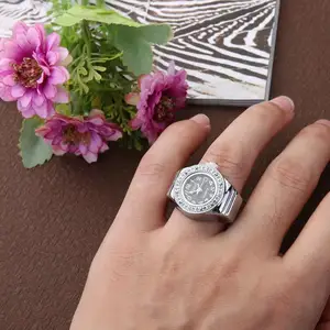 Кварцевое кольцо унисекс с кристаллами, круглые часы с арабскими цифрами