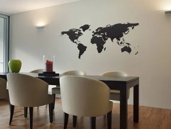 Виниловая наклейка на стену с изображением карты мира и земли | Дом сад