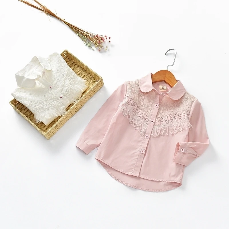 

New shirt for autumn 2018, long sleeve shirt for girl's tassel.