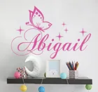 Настенные наклейки с именем, наклейки на стену в виде бабочки для детской комнаты, виниловые наклейки, домашний интерьер, Декор, дверные наклейки для спальни s D247