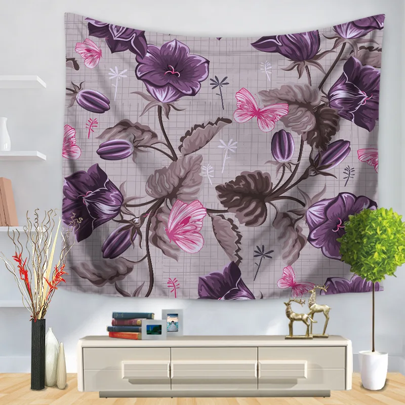 

Home Decorative Wall Hanging Carpet Tapestry 130x150cm Rectangle Bedspread Floral Flower Color Painting Pattern GT1179