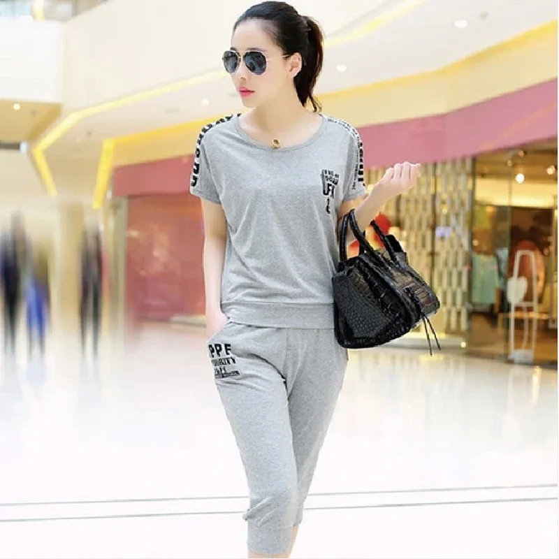 Летняя женская спортивная одежда большого размера летняя модные свободные штаны