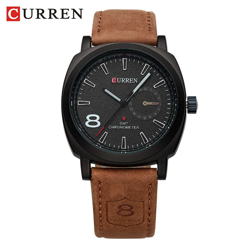 Curren luxury brand кварцевые часы Повседневная Мода Кожа reloj masculino мужчины бесплатная