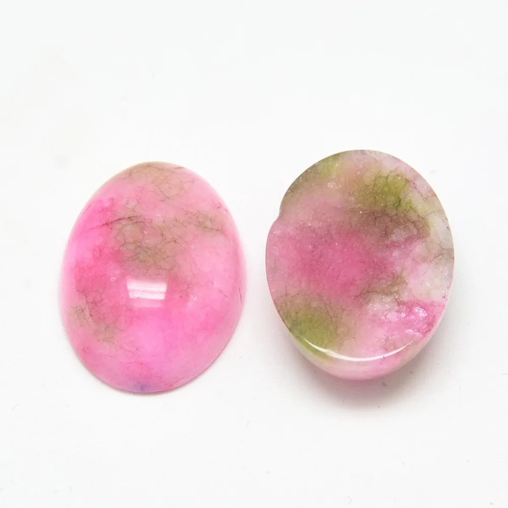 

20pcs/lot 2 Styles 25x18x8mm Dyed Natural WhiteJade Semi-precious Stone Hard Polished Jewelry Findings Cabochons, Oval