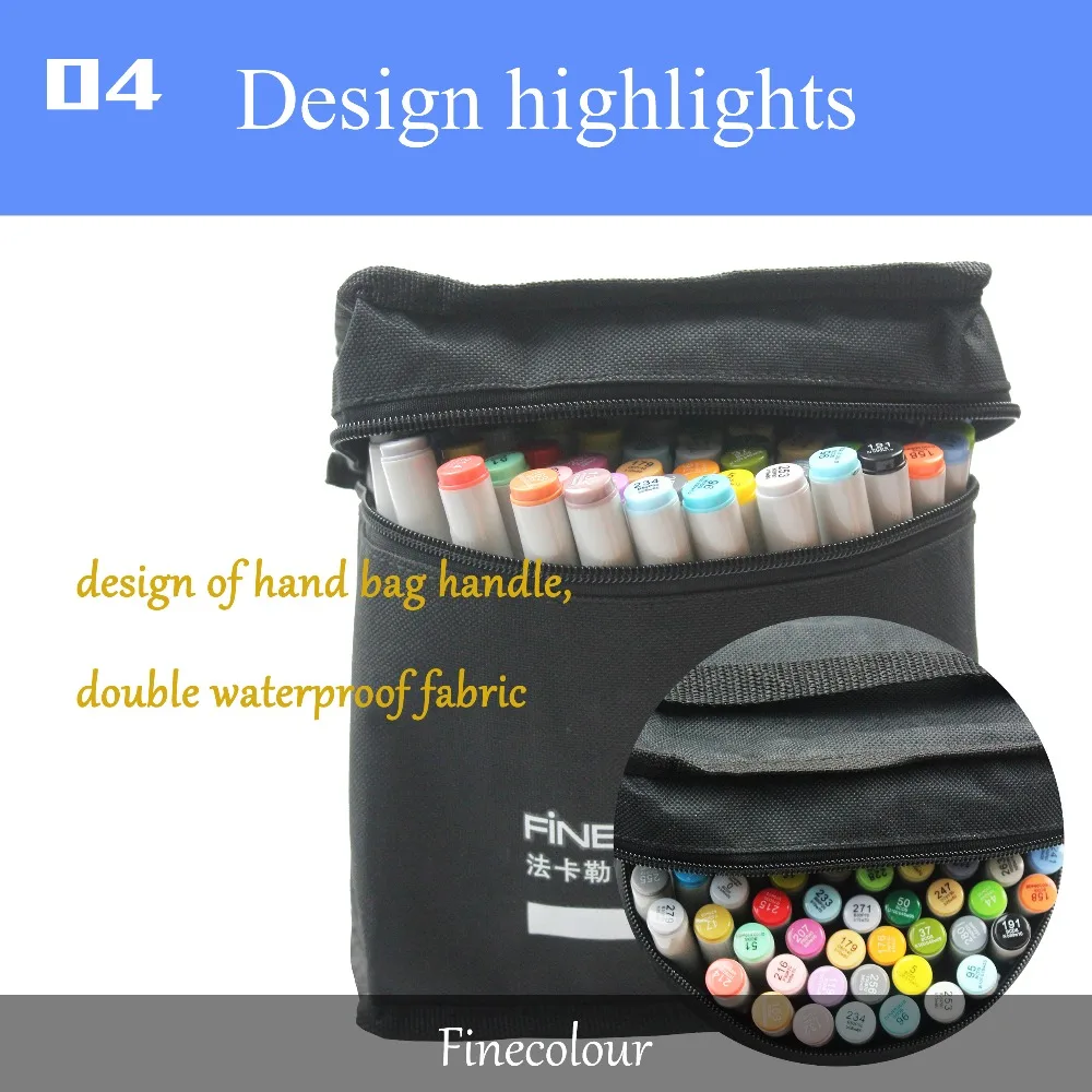 Finecolour EF101 160 цветов, чернила на спиртовой основе, каллиграфический маркер, двухсторонняя кисть, художественные маркеры для рисования, школьные принадлежности