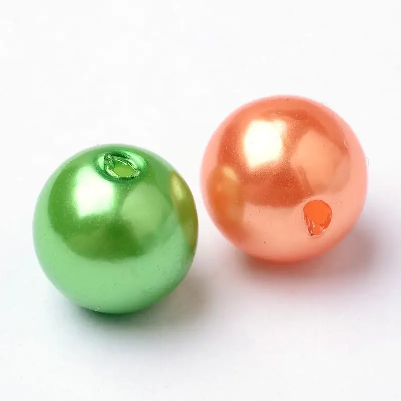 

10mm Colorful Acrylic Beads, Imitation Pearl Style, Mardi Gras Beads, Round, Mixed Color, about 1000pcs/500g.