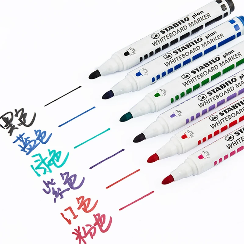 5pcs Stabilo 641 Round Head Whiteboard Pen Color Teaching Erasable Dry Erase Markers Office &amp School Supplies | Канцтовары для