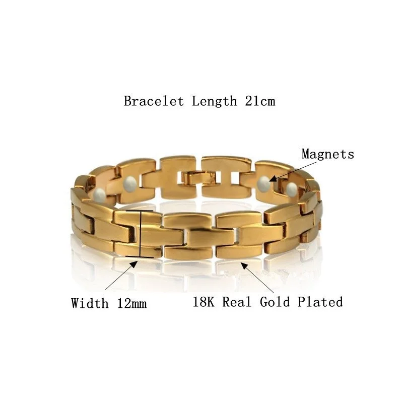 

Energy Magnetic Bracelet Men Gold Chain Bracelet Male Hologram Stainless Steel Bracelets Bangle for Women Men