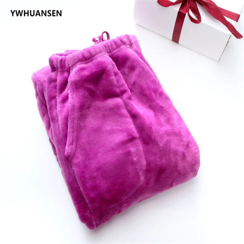 YWHUANSEN фланелевые зимние теплые женские пижамы брюки пижамные мягкие свободные