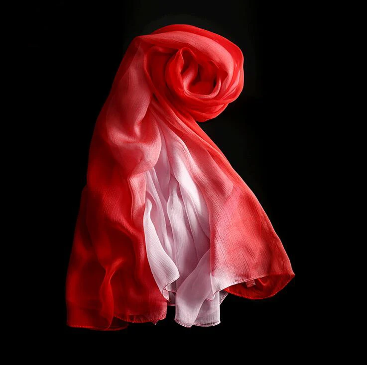 Женский шарф шали градиентного цвета высокое качество шелковые шарфы для