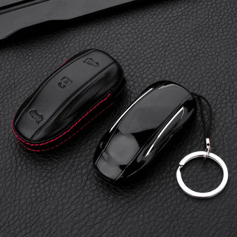 Защитный чехол для ключей из натуральной кожи Tesla Model S X автомобильные чехлы
