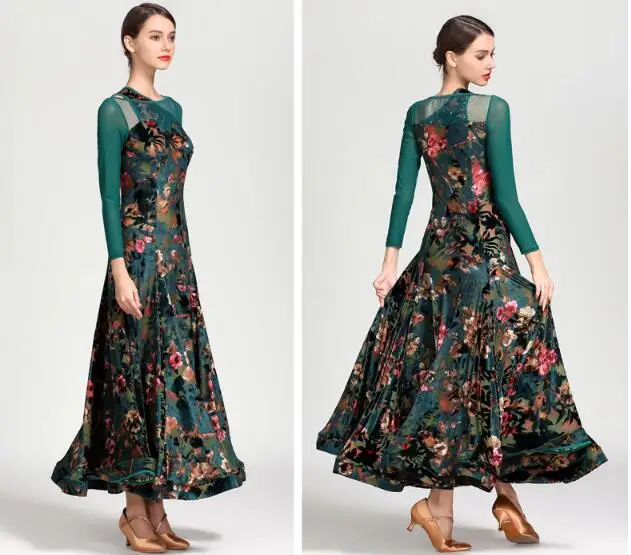 adult Ballroom dance dresses ballroom dancing girls waltz dress green black S9031 | Тематическая одежда и униформа