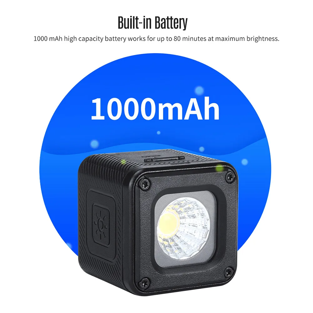 Ulanzi L1 Pro Универсальный Водонепроницаемый мини светодиодный видео светильник 5500K принудительная светильник 20 Цвет фильтры для GoPro 7/6/5 для DJI Osmo карман