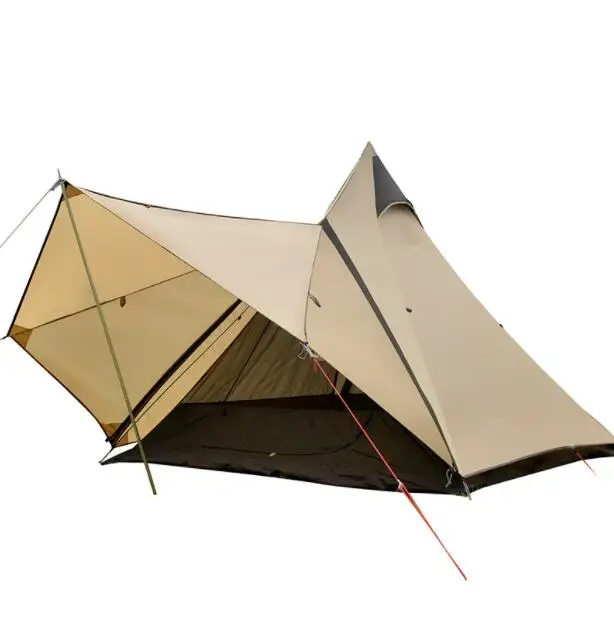 Khaki 3-4 человек Открытый Кемпинг солнцезащитный козырек анти дождь тент семья беседка пляж вечерние палатка для барбекю вигвам приют палатка для альпинизм - Цвет: Khaki