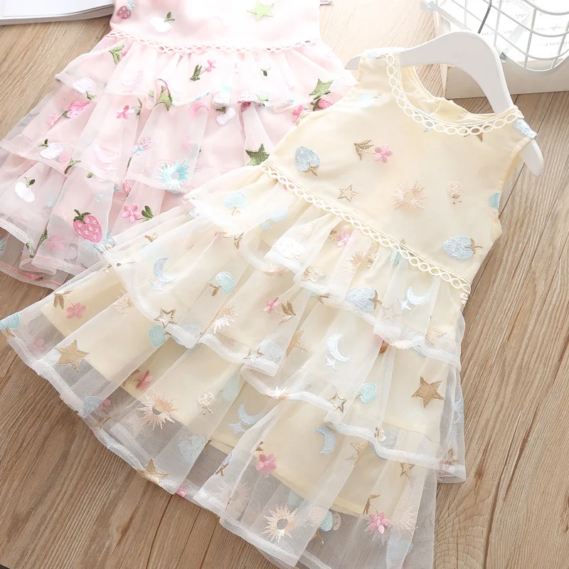 Сетчатое многослойное платье-пачка для маленьких девочек Детские платья без