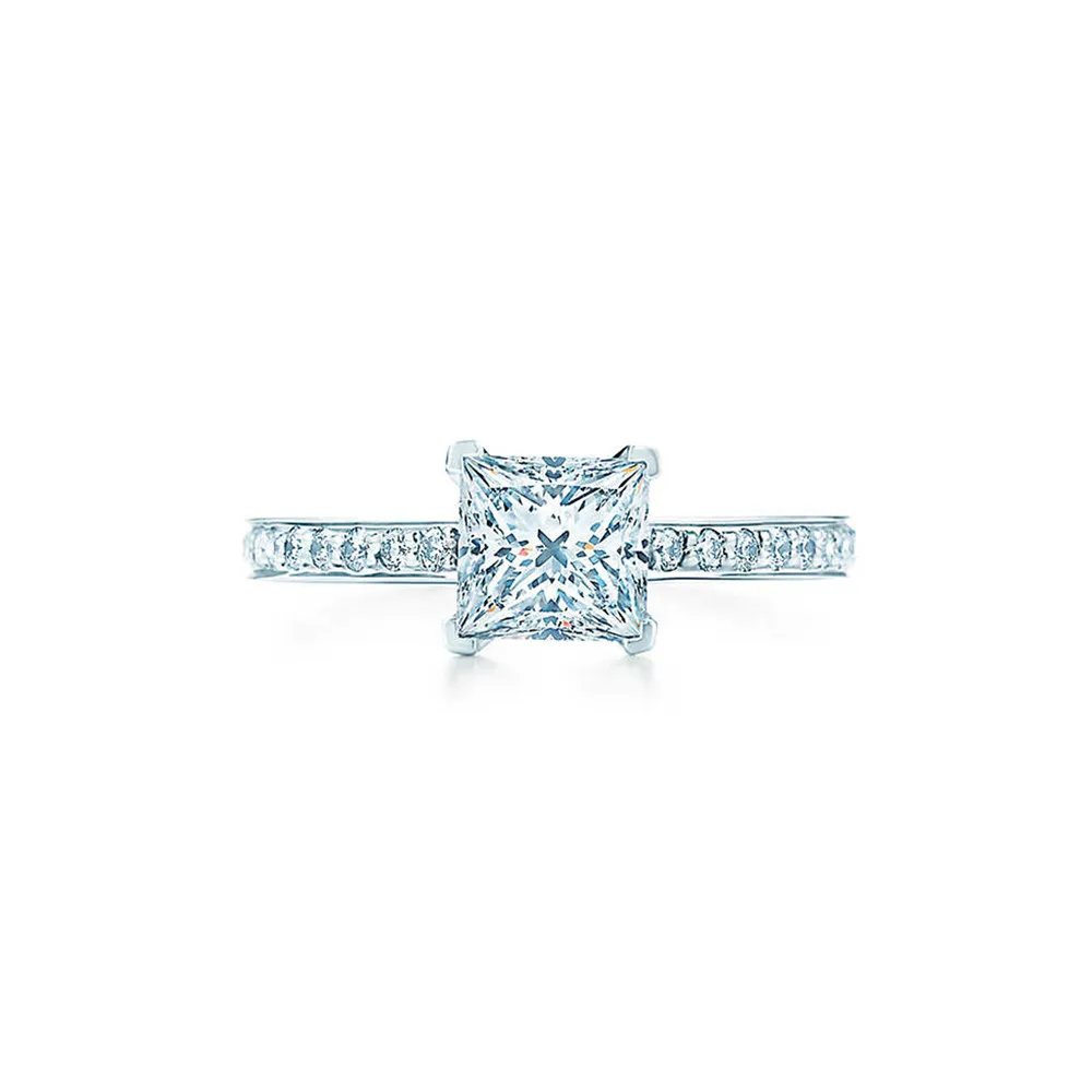 

Fancy Princess Cut 1CT Classic Jewelry Never Fade Superb Real 14K White Gold Quality Diamond Ring for Women Wedding