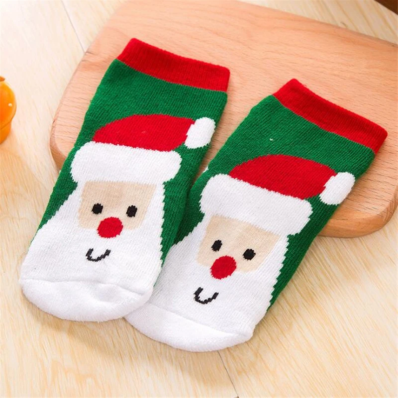 Wholeasle Christmas Gifts Winter Autumn Baby Girls Boys Cotton Socks 1pair Children Santa Claus Cartoon Striped #TC | Детская одежда и