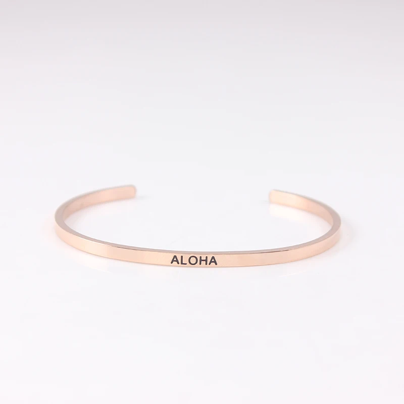 

Rose Gold 316L Stainless Steel Bangle Inspirational Quote Cuff bracelets Mantra Bracelets Bangle for Women