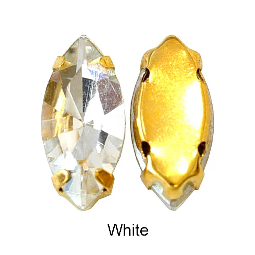 Crystal Конский глаз, красивые стеклянные хрустальные пришивные стразы с золотым клешом, много цветов, Стразы для одежды B3544 - Цвет: Crystal