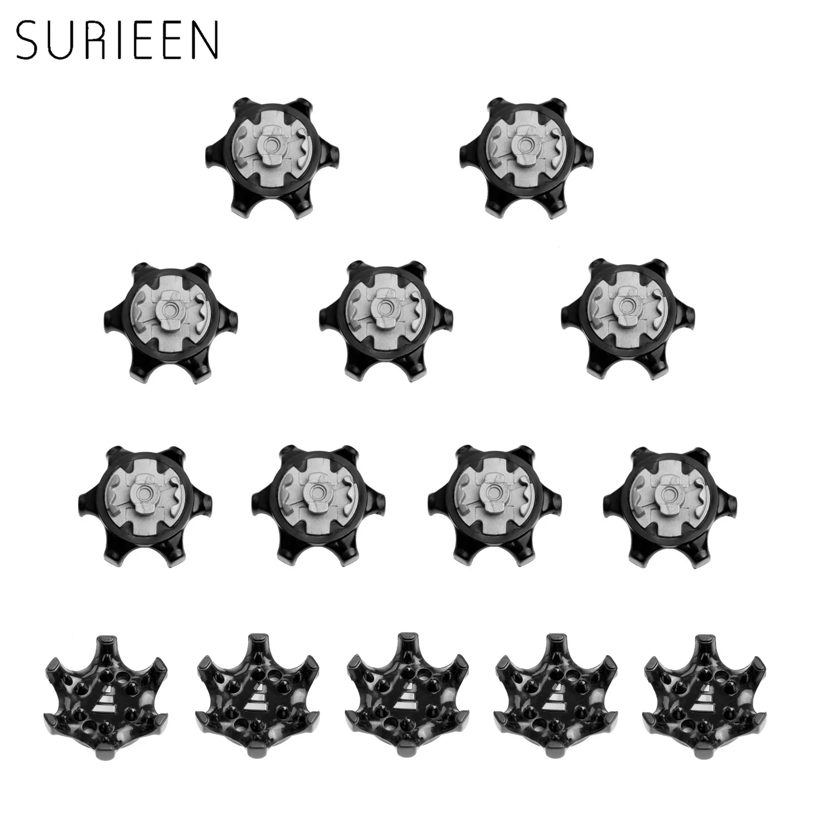 

14Pcs TPR Golf Shoe Spikes Replacement Cleat Champ Fast Twist Screw Studs Stinger Golf Accessories Golf Training Aids Black+Gray