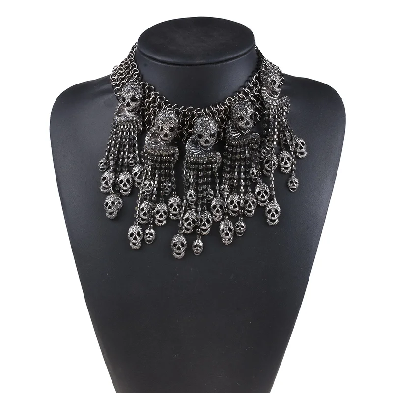 Женское винтажное крупное ожерелье с черепом массивное чокер|necklace piece|necklace