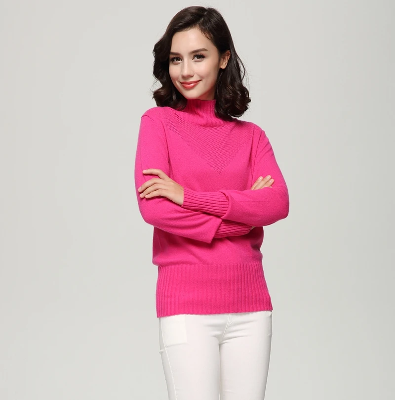 100% чистый кашемир вязаный однотонный теплый зимний толстый свитер с высоким