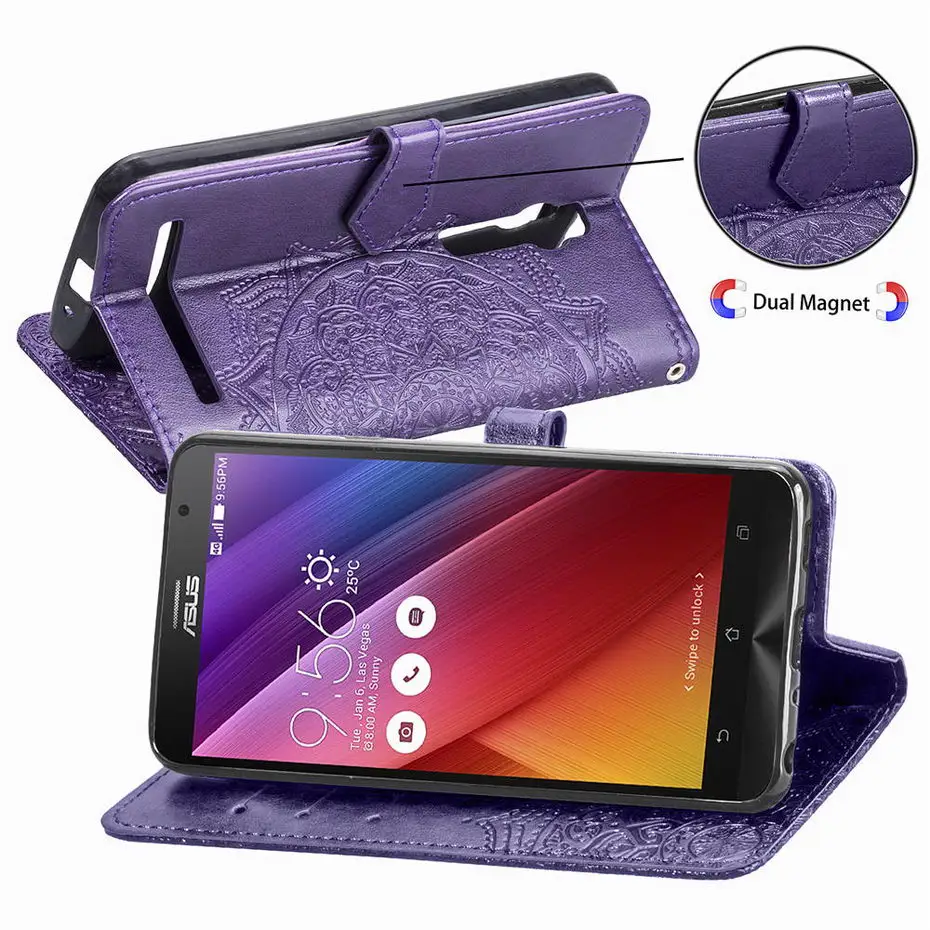 Кожаный флип-чехол для Zenfone 5 ZE620KL Lite ZC600KL чехол Asus 2 3 4 Laser Ze550kl Max ZC520TL ZC550Kl ZC554KL -
