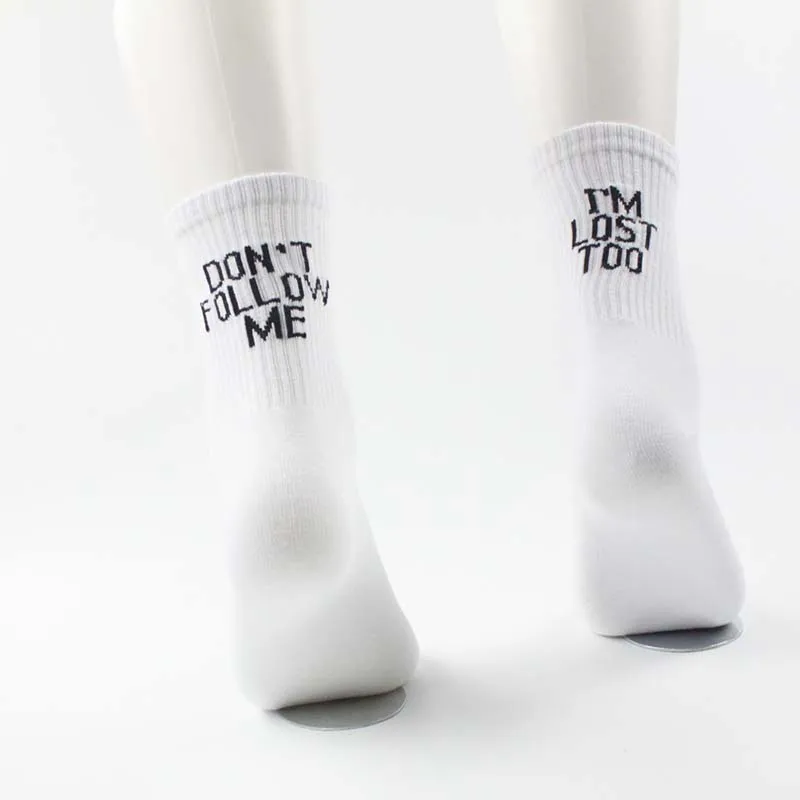 Новые Гольфы Черные и Белые Повседневные носки с забавными буквами Don't FOLLOW ME