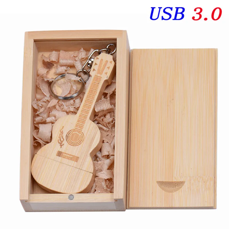 JASTER USB 3,0, креативная деревянная гитара и коробка, 4 ГБ, 8 ГБ, 16 ГБ, 32 ГБ, 64 ГБ, USB флеш-накопитель, карта памяти, логотип на заказ, креативные подарки - Цвет: bamboo usb box