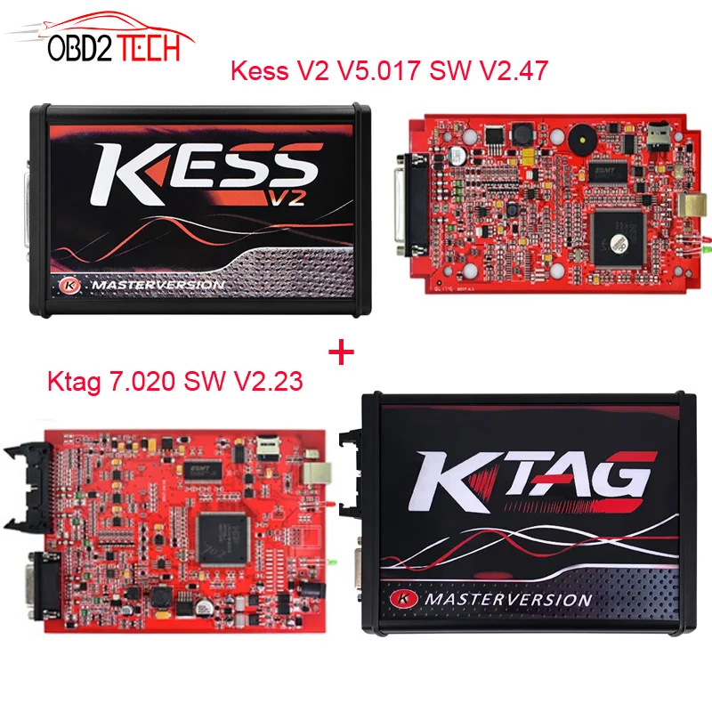 Красная печатная плата Kess V2 V5.017 SW V2.47 онлайн-версия Plus Ktag 7 020 V2.25 красная
