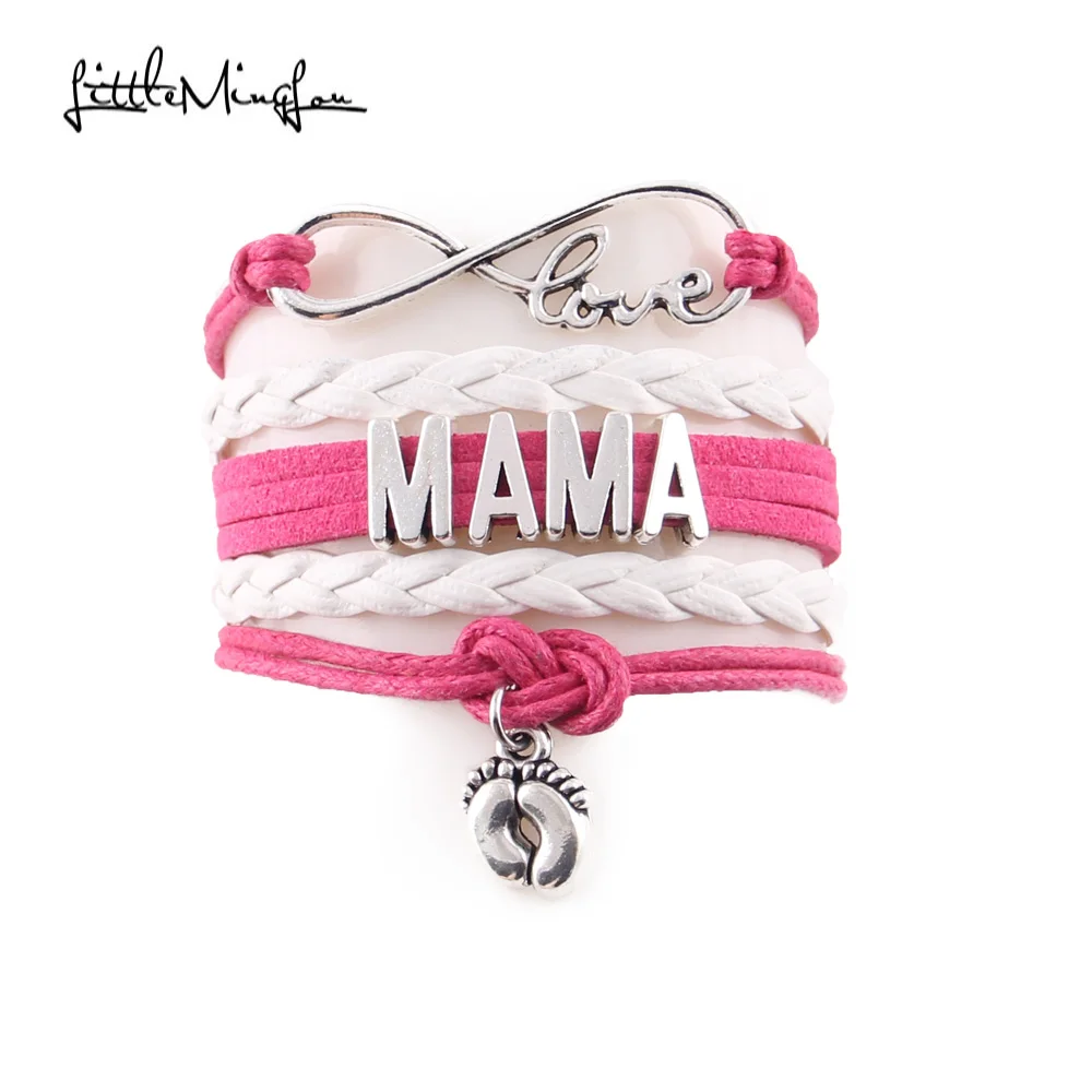 Маленький Браслет Minglou Infinity love MAMA милые кожаные браслеты с шармами для ног и