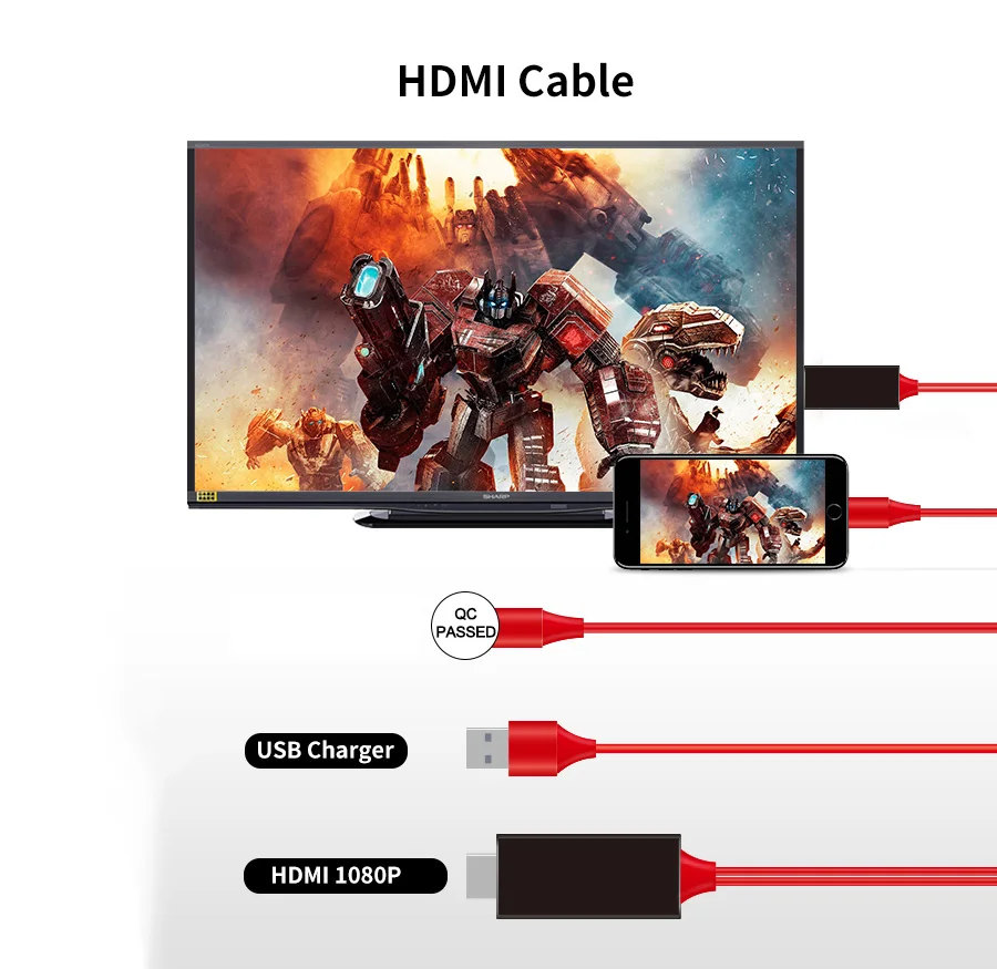 L7 Mirascreen 1080P 8 контактный HDMI конвертер линия HDTV Цифровой AV адаптер Смарт кабель для