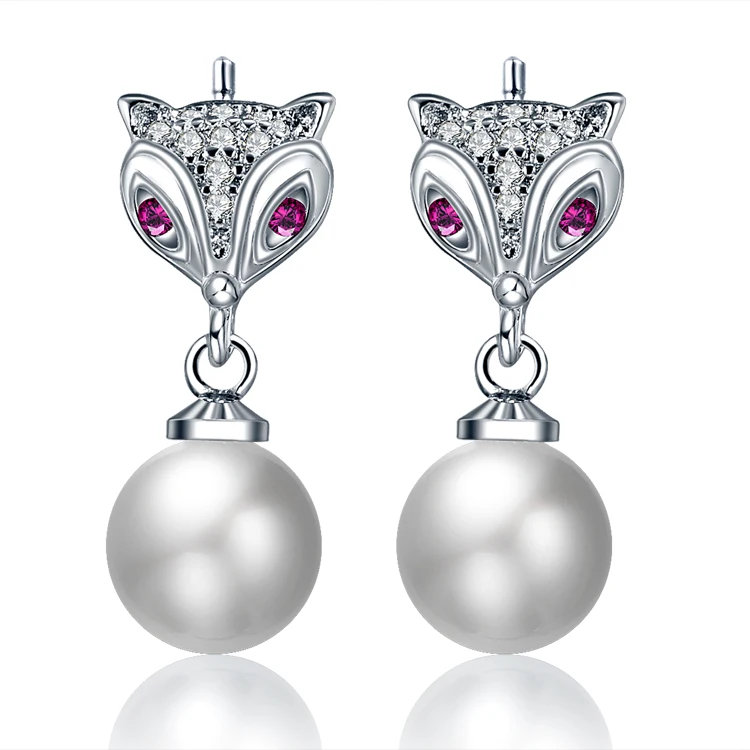 Новое поступление высокое качество жемчуг милый дизайн лисы Стерлинговое