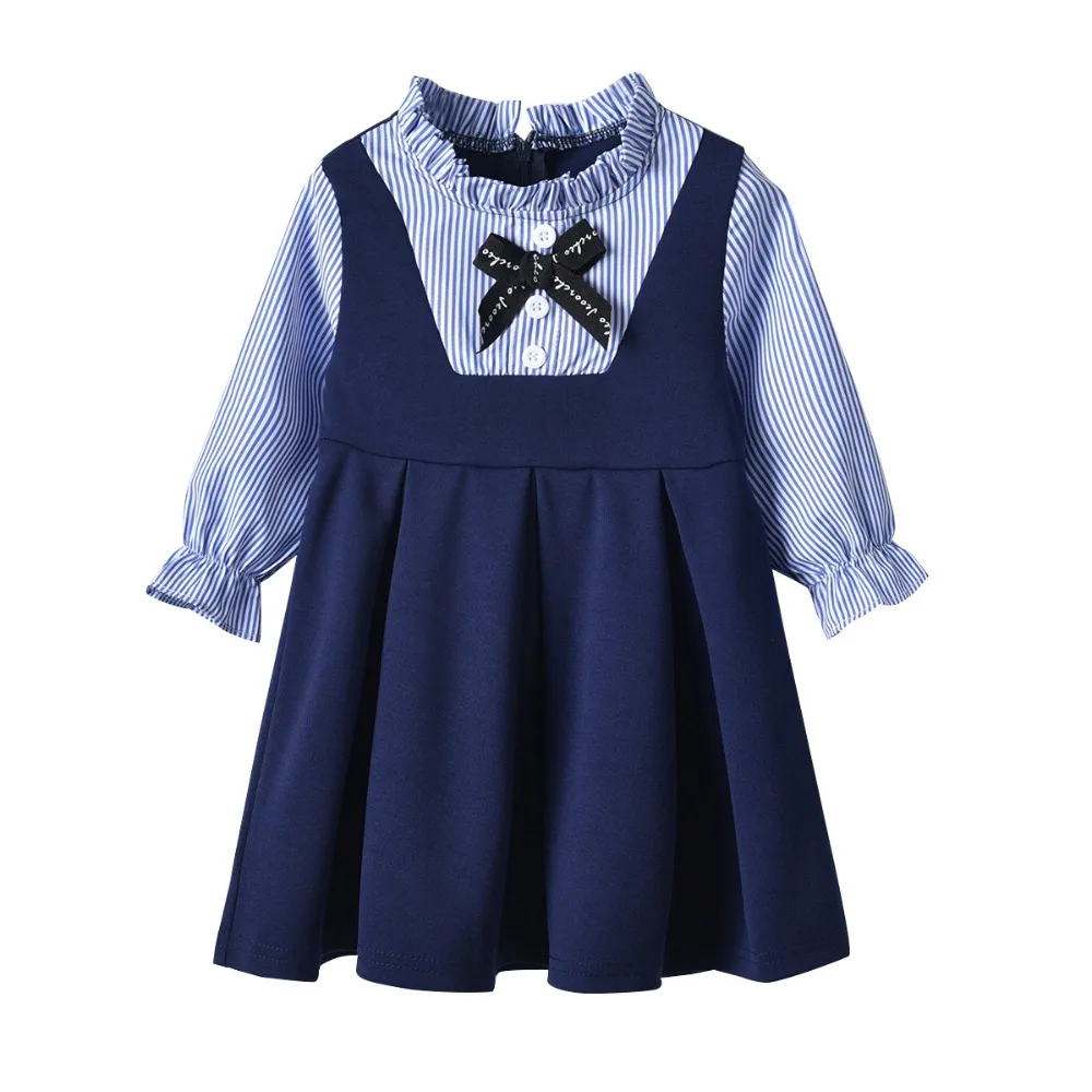 

Baby Girls Long Sleeve Dress Children Cotton Dress Toddler Girls Spring White Shirt and Skirt Suits Kids School Paid Skirt Suit
